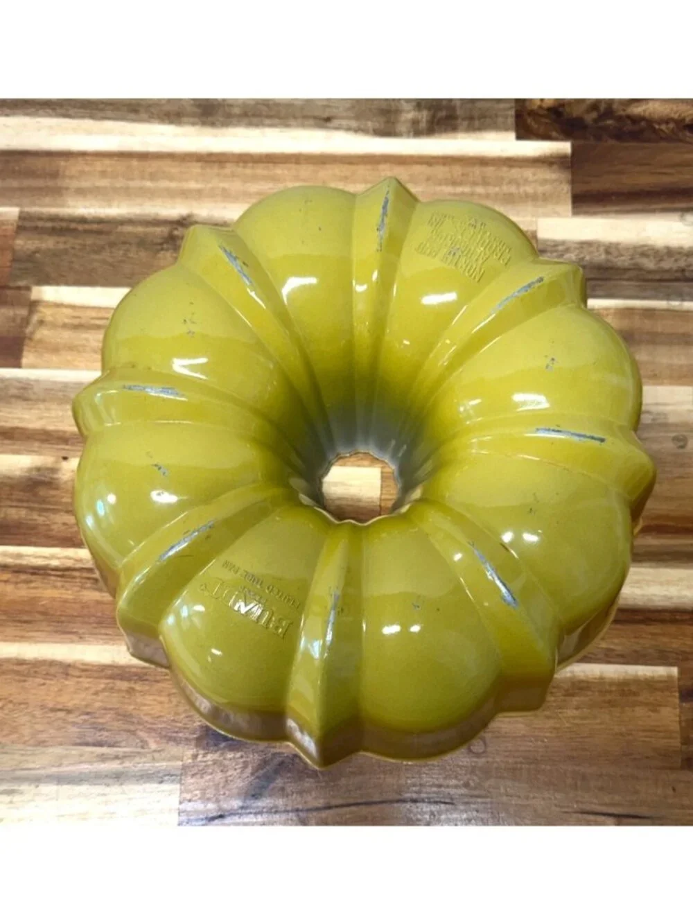 Vintage BUNDT Brand Fluted Tube Pan Harvest Gold Northland Aluminum Products USA